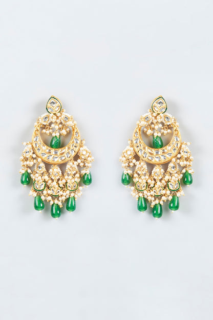 Gold Finish Pearl Dangler Earrings