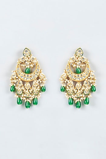 Gold Finish Pearl Dangler Earrings