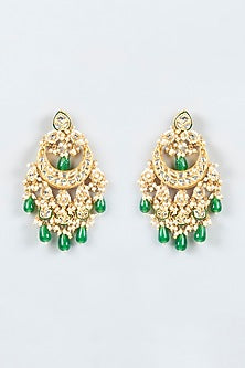Gold Finish Pearl Dangler Earrings