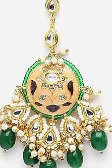 Gold Finish Kundan Polki & Pearl Maangtikka