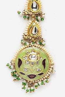 Gold Finish Kundan Polki & Pearl Maangtikka