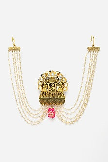 Gold Finish Kundan Polki Matha Patti In Sterling Silver