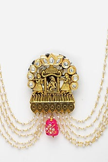 Gold Finish Kundan Polki Matha Patti In Sterling Silver