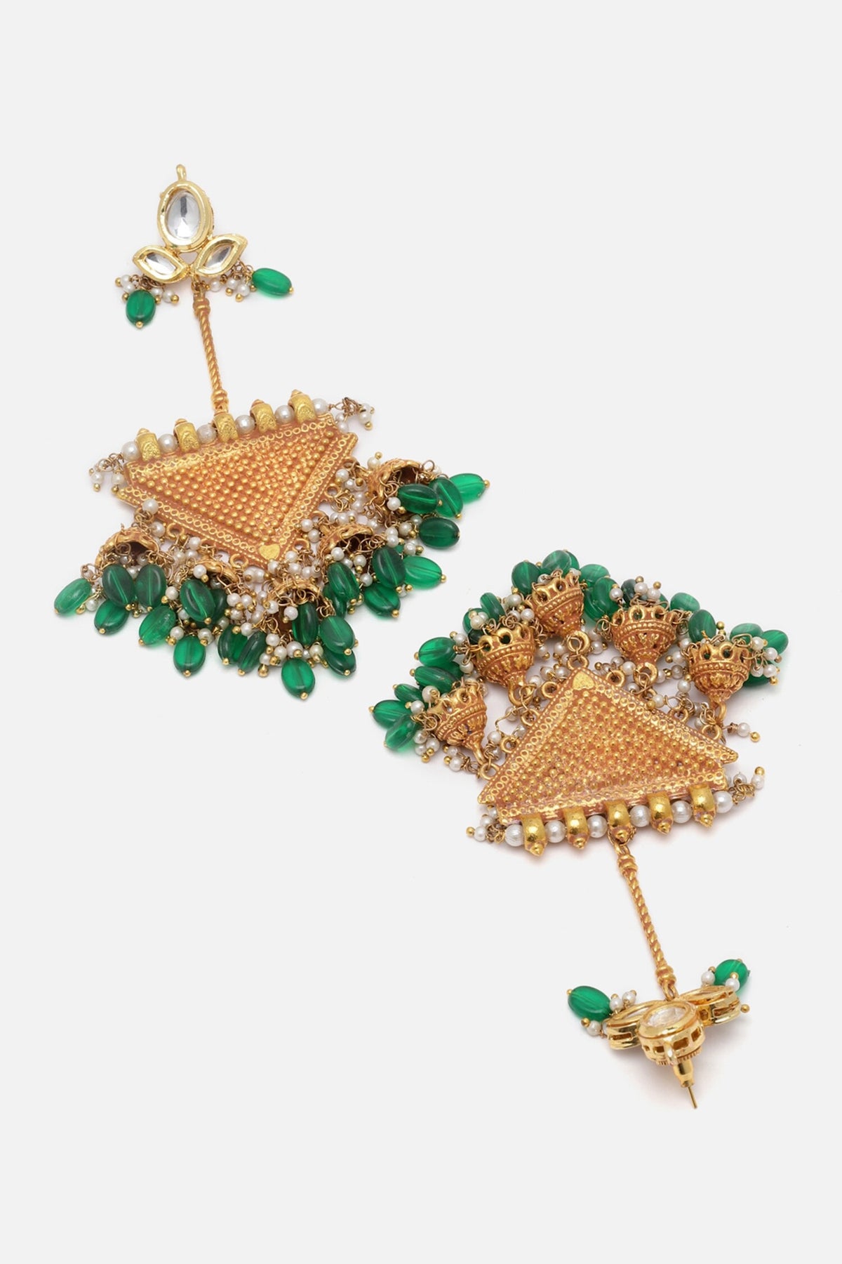 Kundan Embellished Triangular Drop Earrings 
