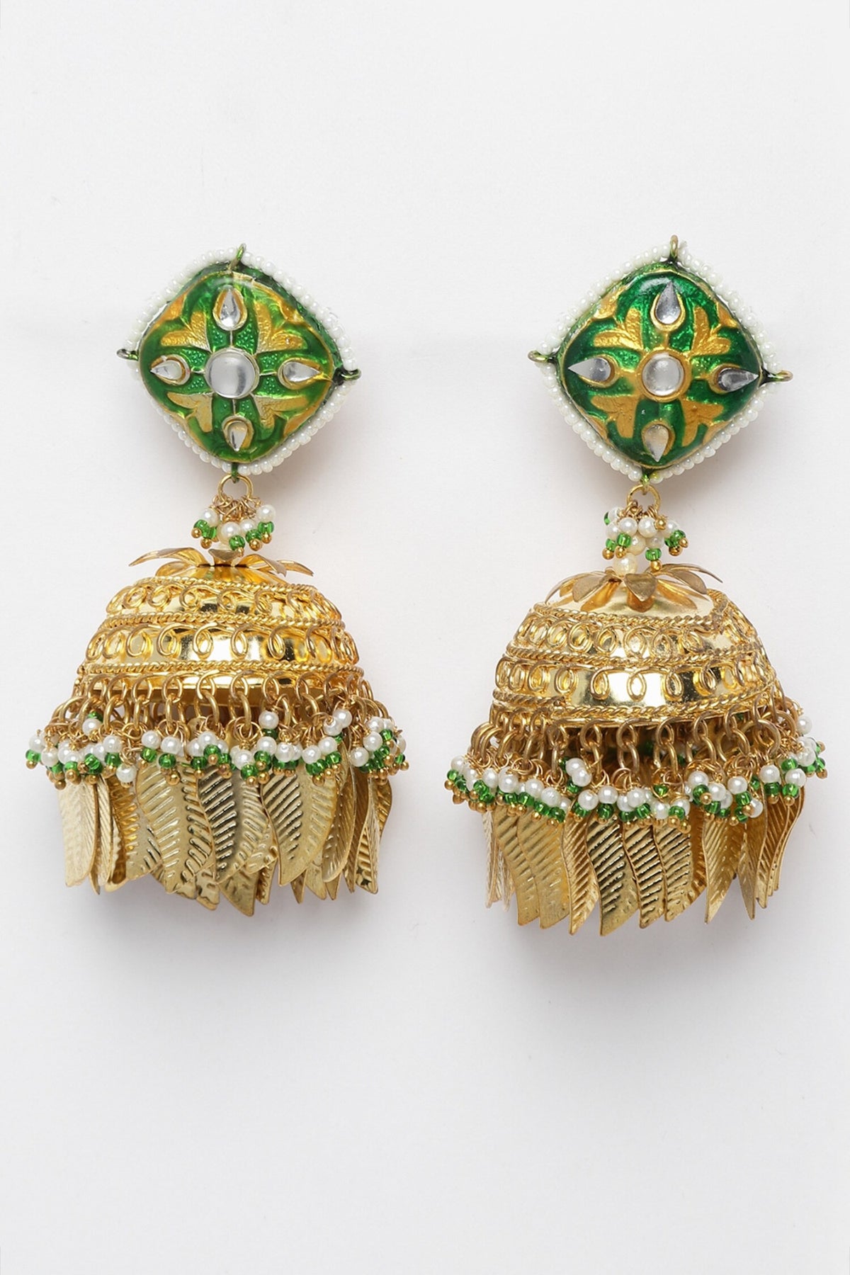 Leaf Embellished Jhumkas 
