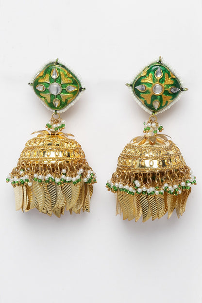 Leaf Embellished Jhumkas 