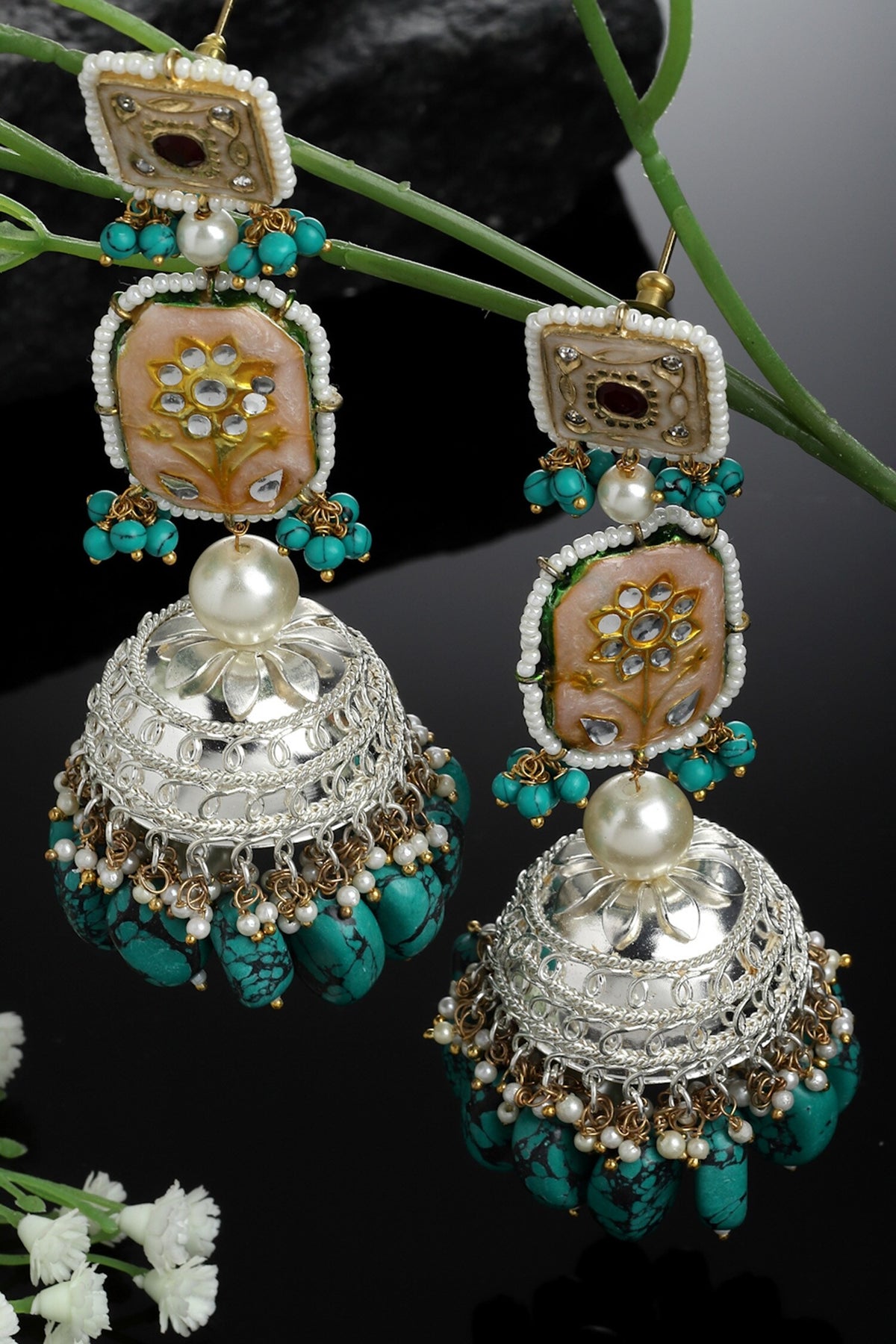 Stone Drop Jhumkis 