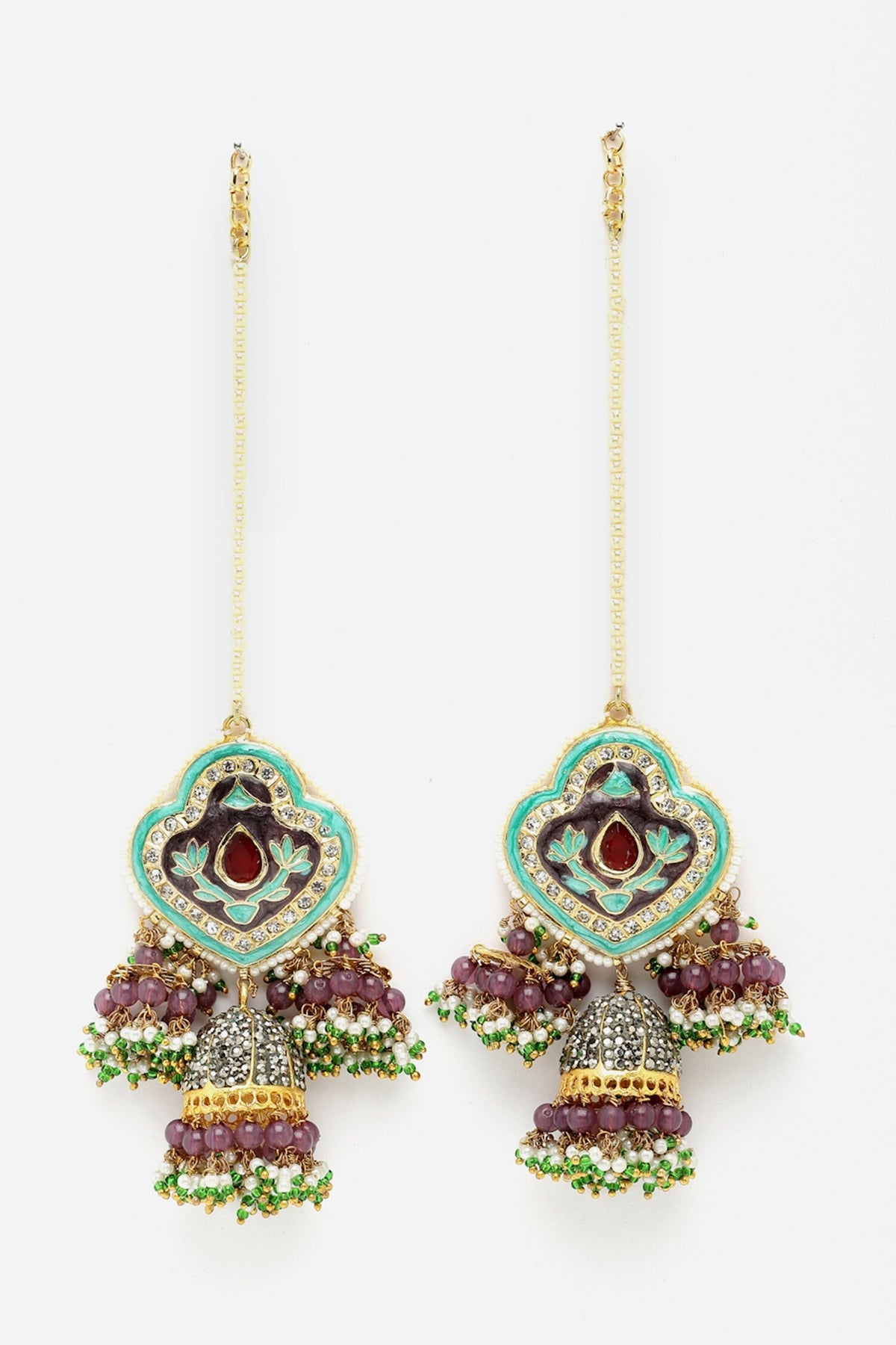 Meenakari & Bead Drop Jhumkis 