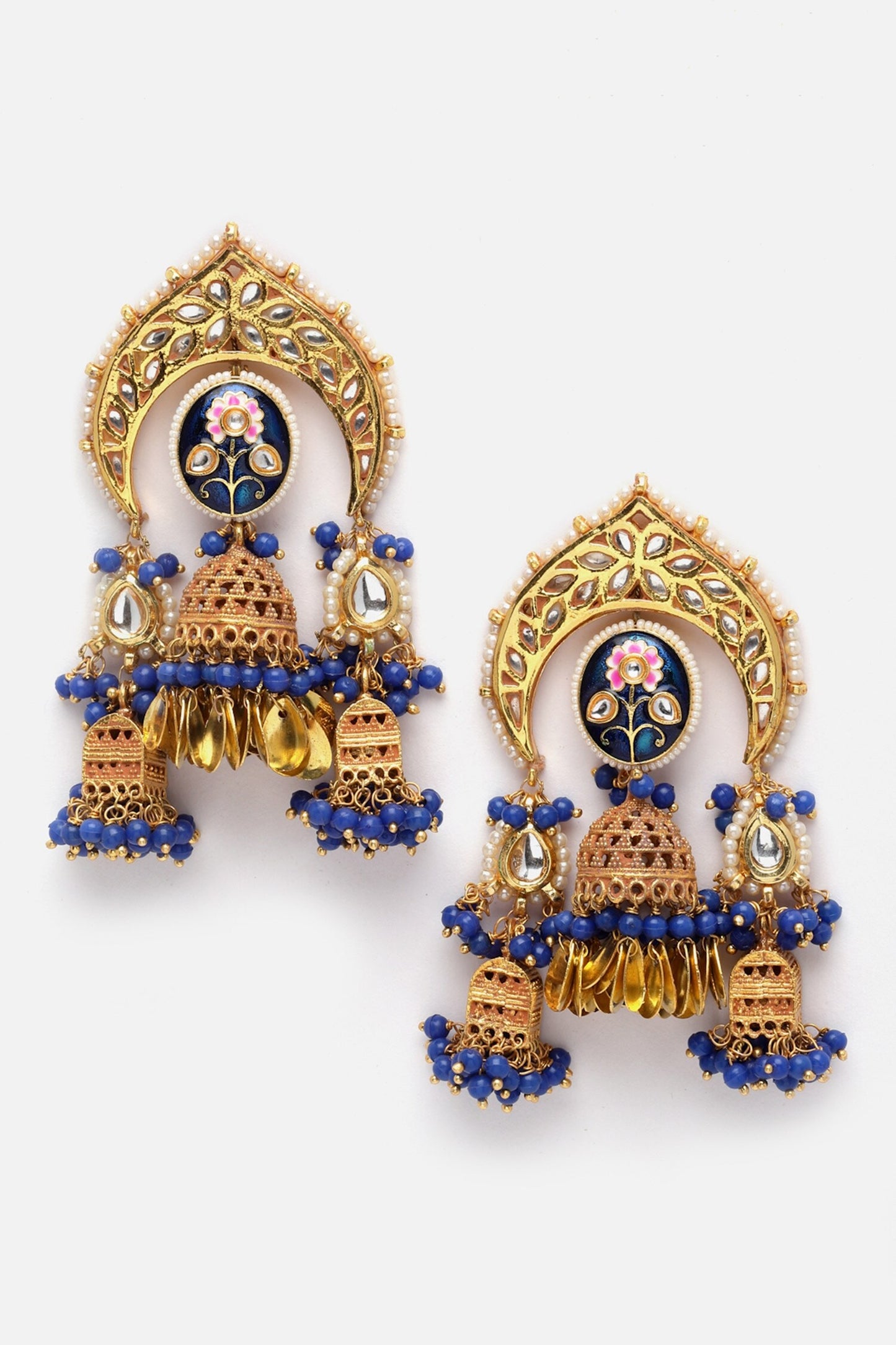 Embellished Kundan Multi Jhumkas 