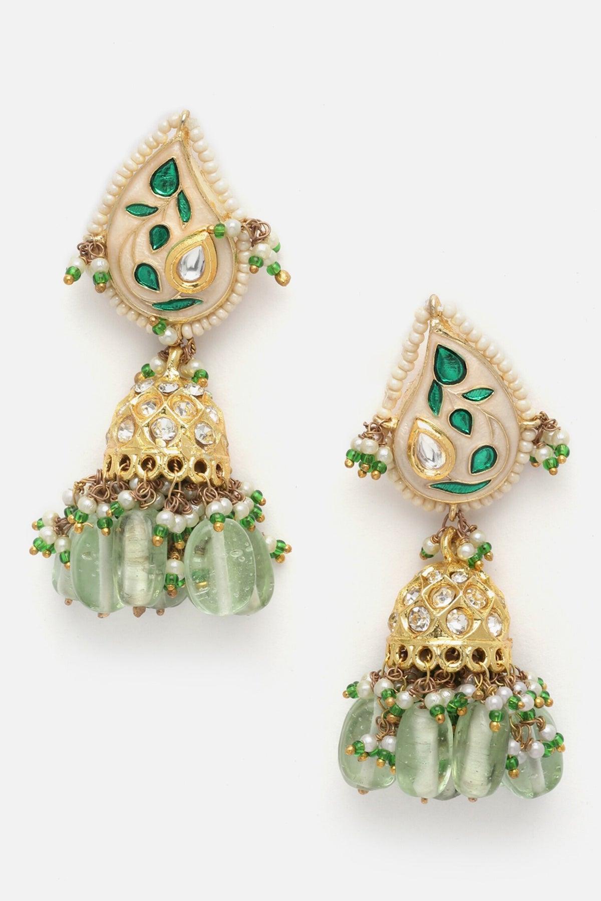 Meenakari Paisley Embellished Jhumkas 