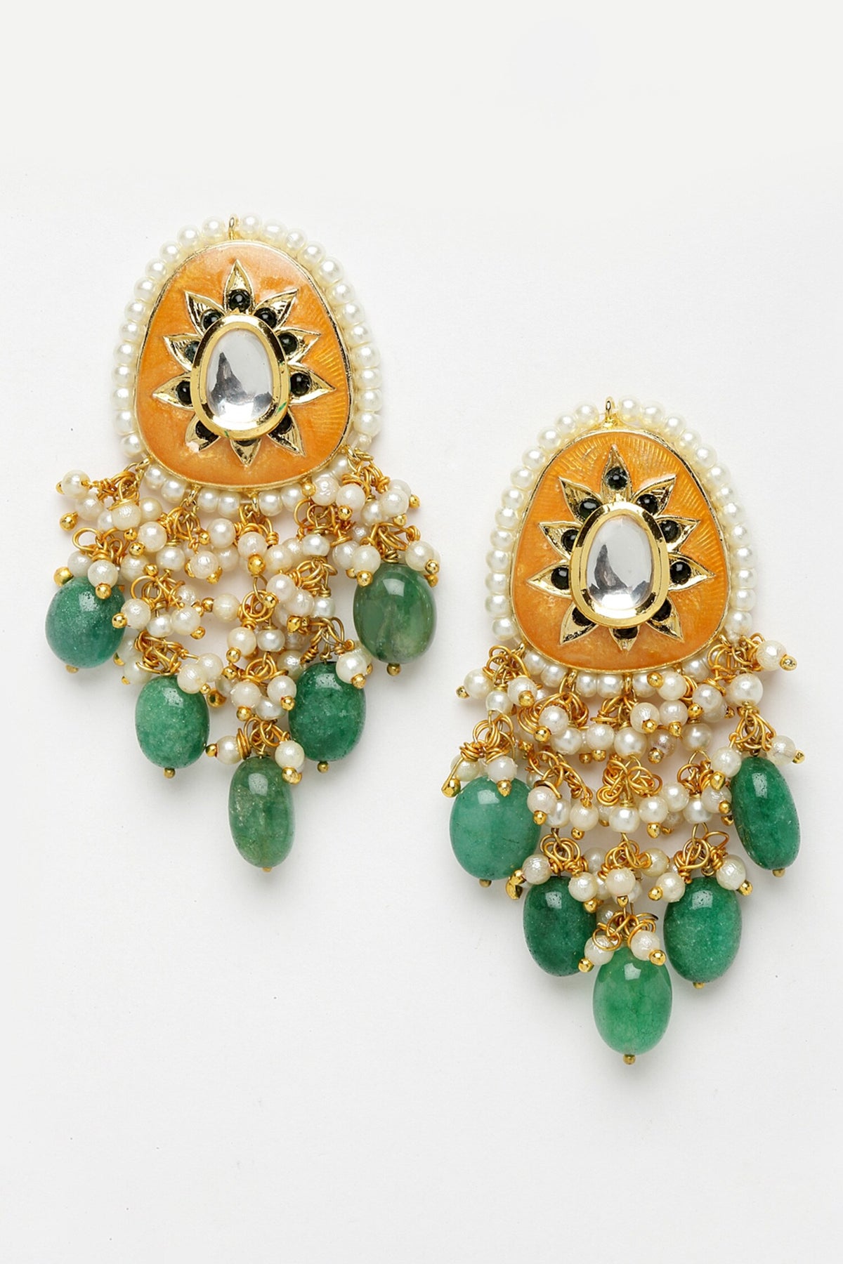 Emerald Embellished Pendant Necklace Set 