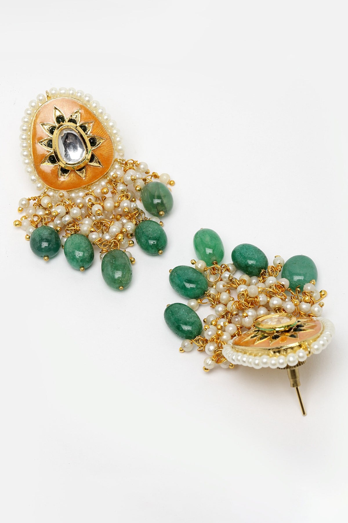 Emerald Embellished Pendant Necklace Set 