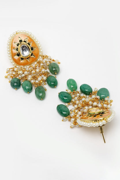 Emerald Embellished Pendant Necklace Set 
