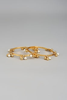 Gold Finish Pearl Bangles (Set of 2)