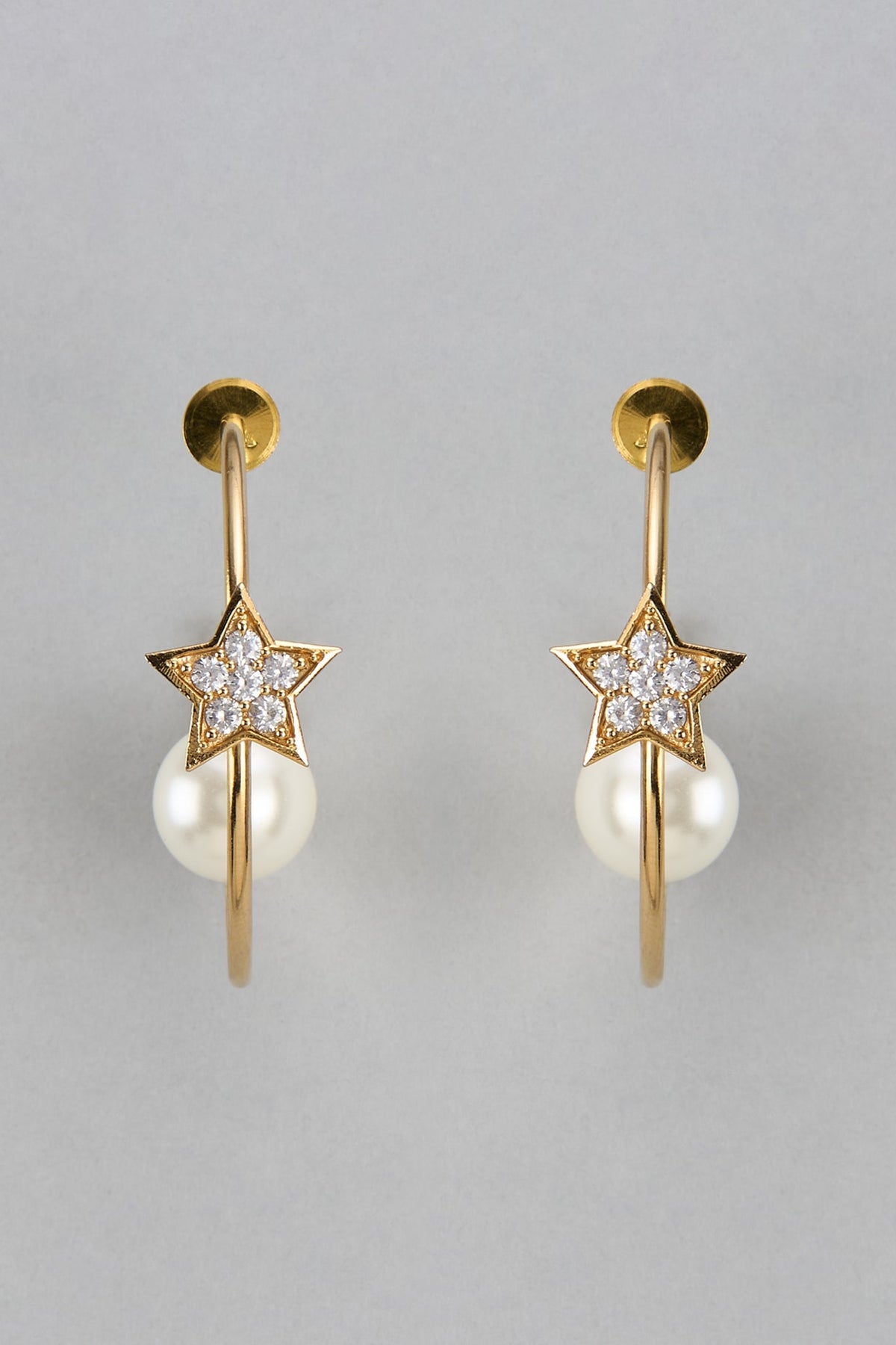 Gold Finish Zircon & Pearl Dangler Earrings