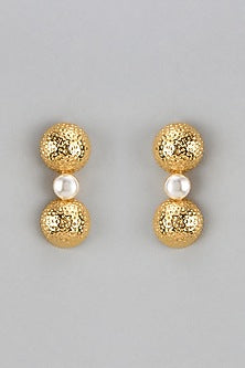 Gold Finish Pearl Dangler Earrings