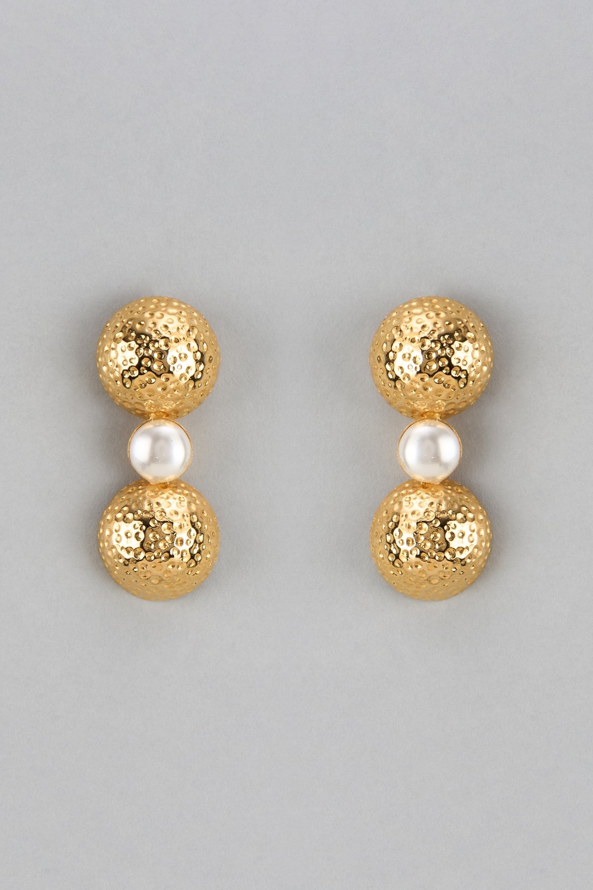 Gold Finish Pearl Dangler Earrings