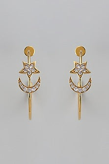 Gold Finish Zircon Dangler Earrings