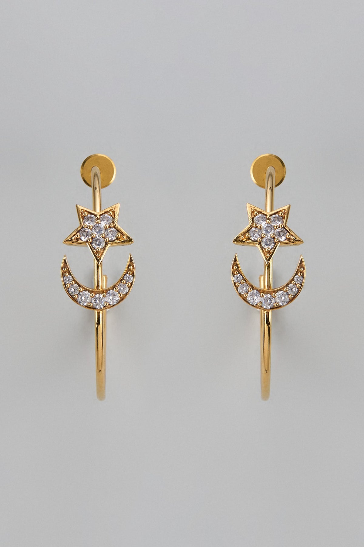 Gold Finish Zircon Dangler Earrings