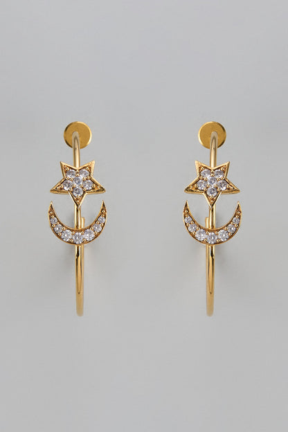 Gold Finish Zircon Dangler Earrings