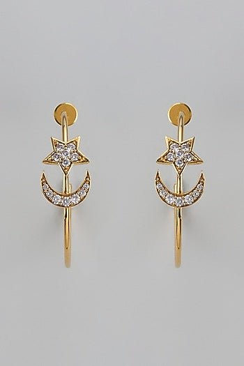 Gold Finish Zircon Dangler Earrings