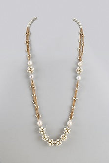 Gold Finish Baroque Pearl Long Necklace