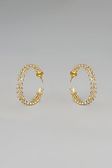 Gold Finish Zircon Hoop Earrings