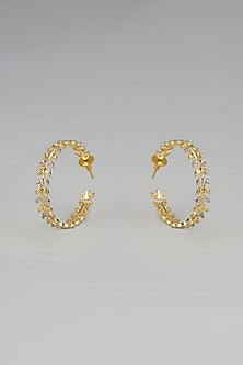 Gold Finish Zircon Hoop Earrings