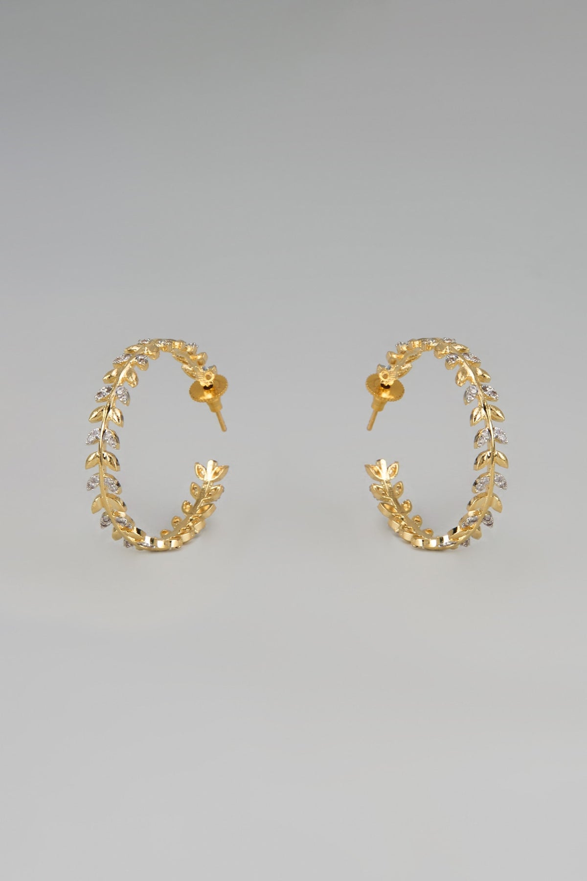 Gold Finish Zircon Hoop Earrings