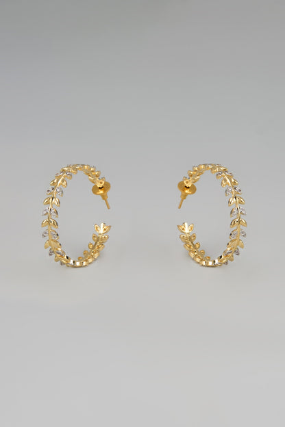 Gold Finish Zircon Hoop Earrings