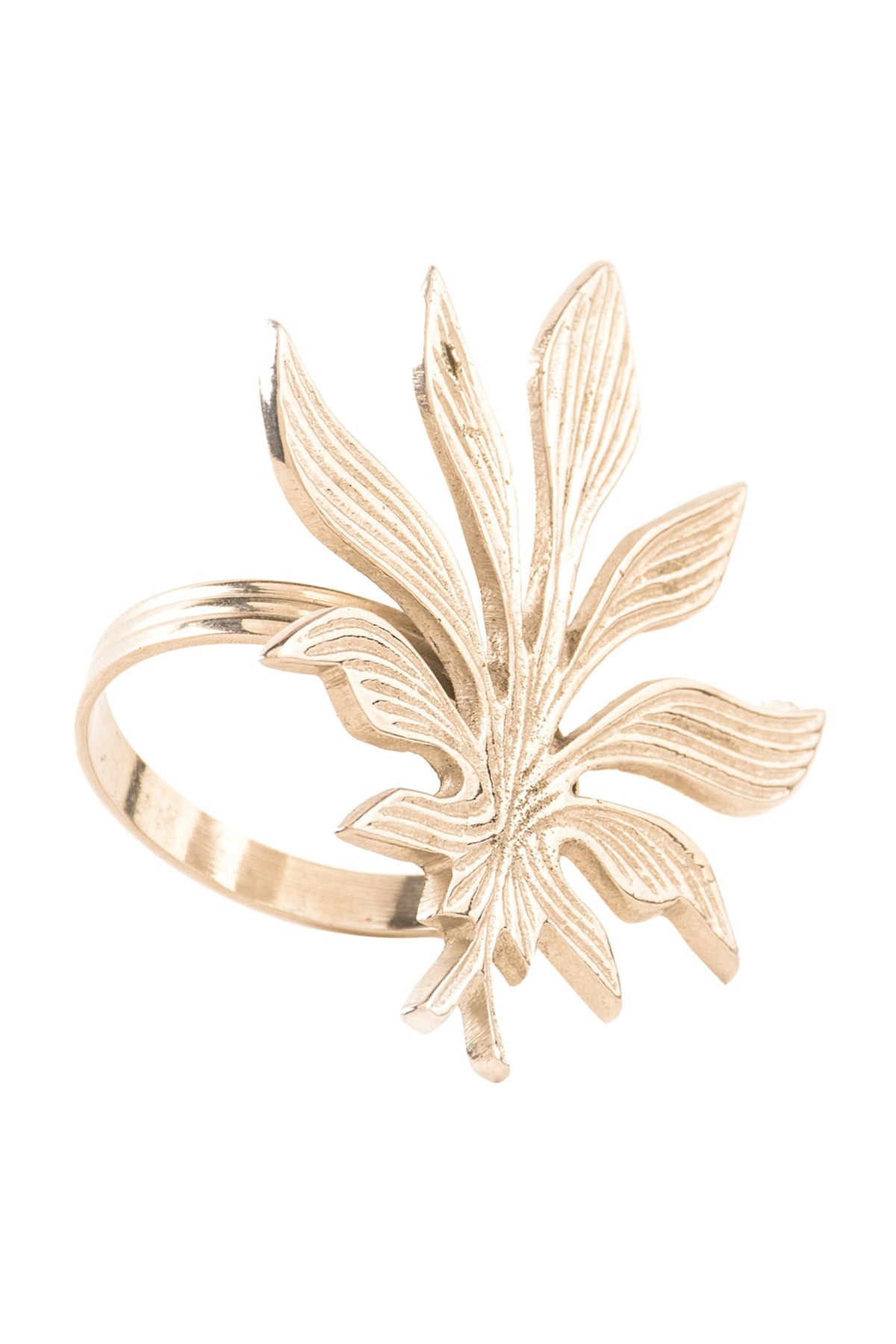 Gold Brass Leaf Napkin Ring (Set of 6)