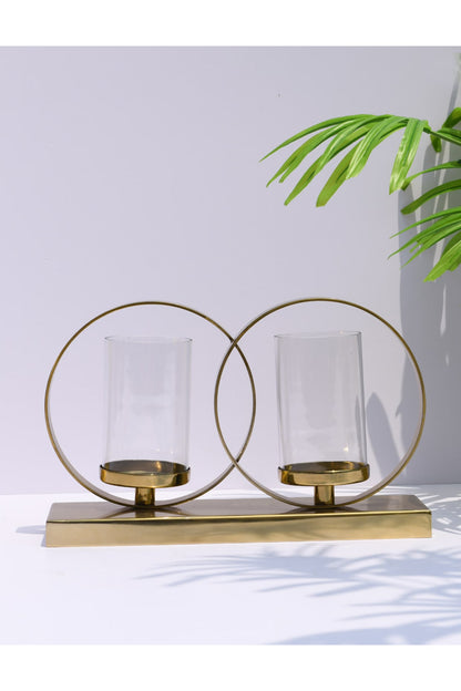 Gold Dual Rings Candle Holder