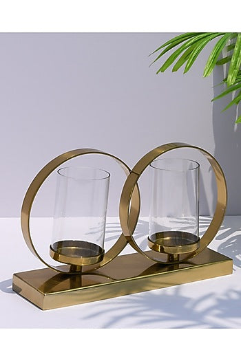 Gold Dual Rings Candle Holder