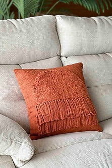 Burnt Orange Cottage Fringe Throw Cushion Cover