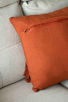 Burnt Orange Cottage Fringe Throw Cushion Cover