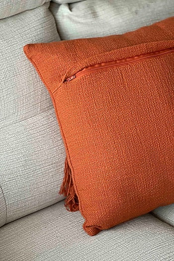 Burnt Orange Cottage Fringe Throw Cushion Cover
