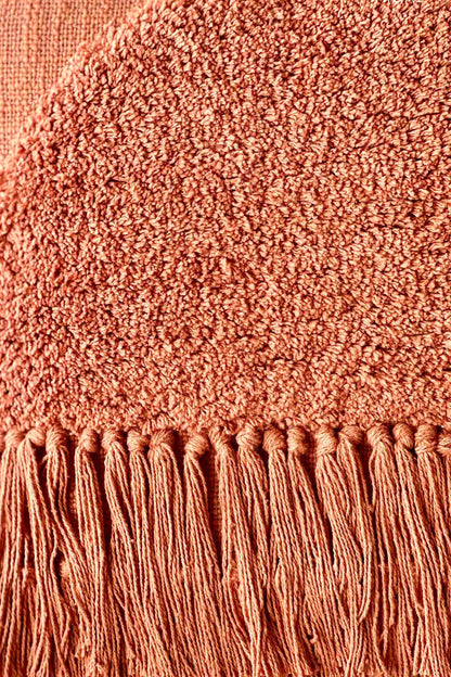 Burnt Orange Cottage Fringe Throw Cushion Cover