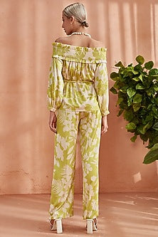 Spring Green Silk Satin Embellished Co-Ord Set
