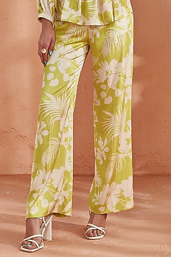 Spring Green Silk Satin Embellished Co-Ord Set