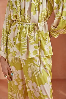 Spring Green Silk Satin Embellished Co-Ord Set