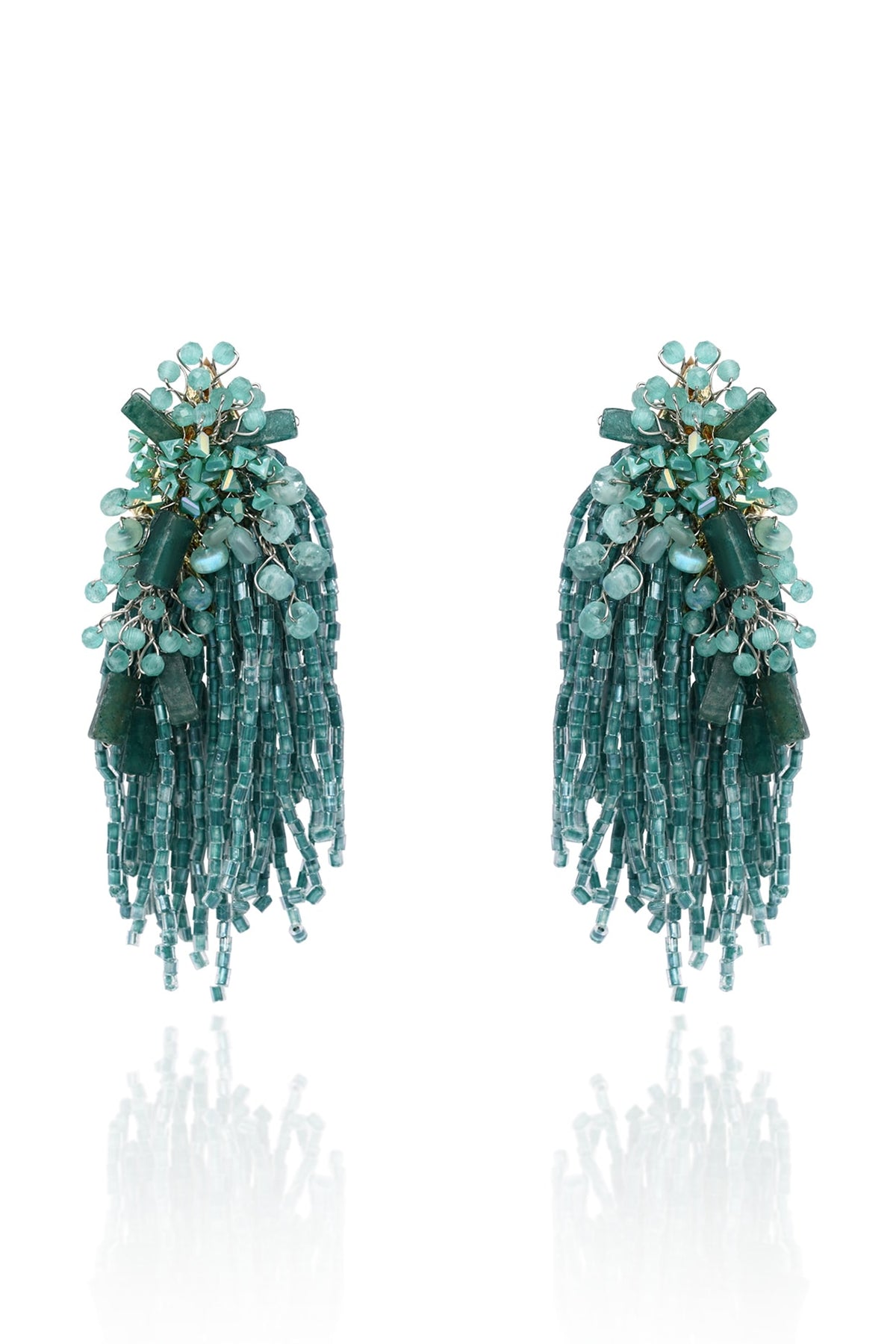 Gold Finish Green Quartz Dangler Earrings