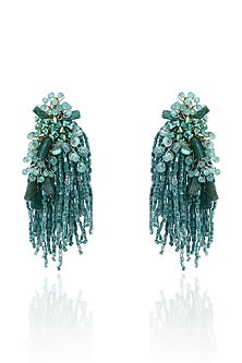 Gold Finish Green Quartz Dangler Earrings