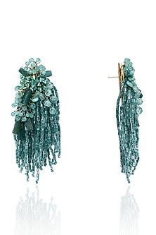 Gold Finish Green Quartz Dangler Earrings
