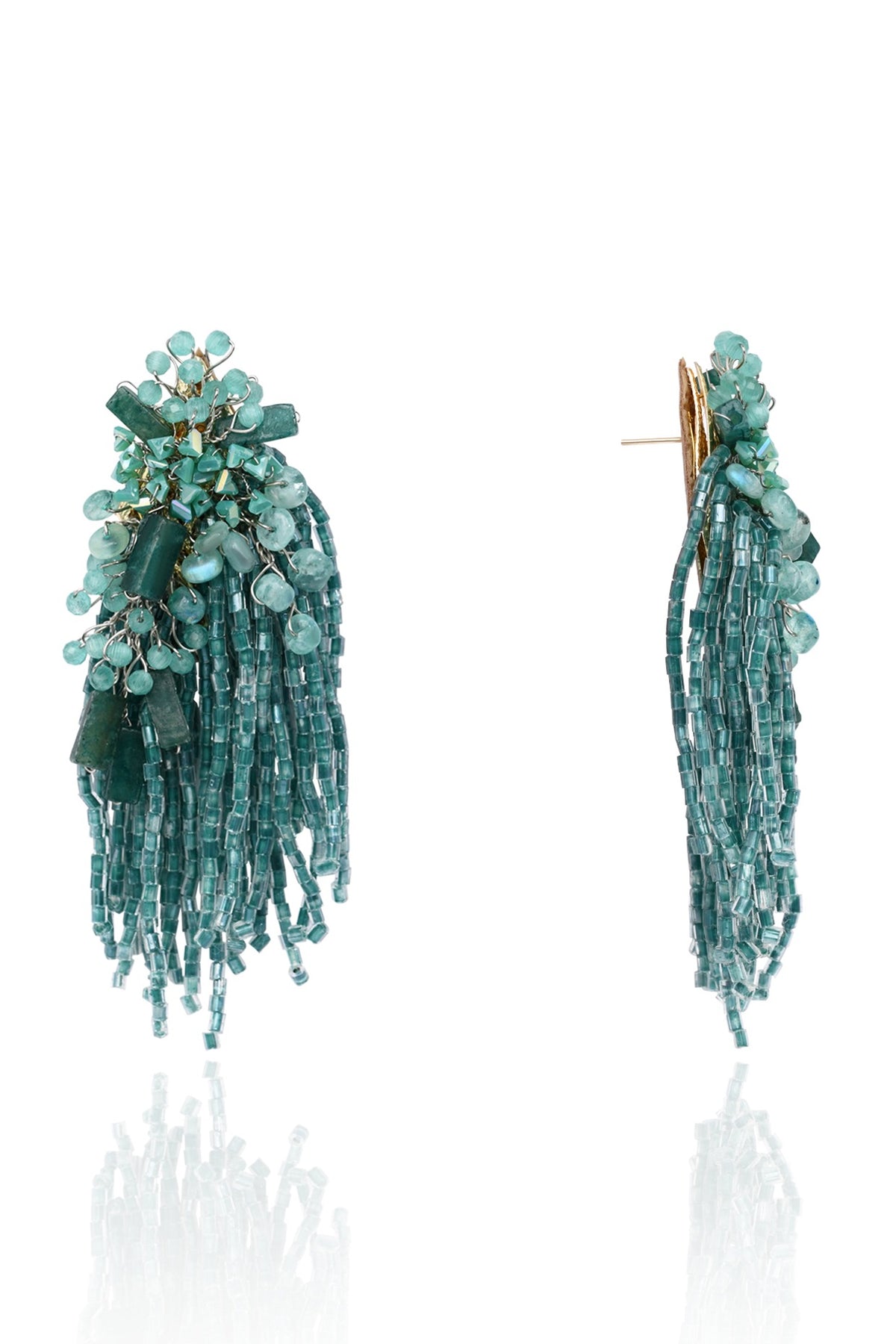 Gold Finish Green Quartz Dangler Earrings