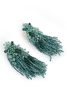Gold Finish Green Quartz Dangler Earrings
