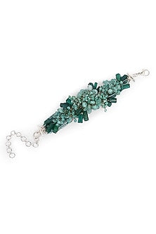 Gold Finish Green Agate Stone Bracelet