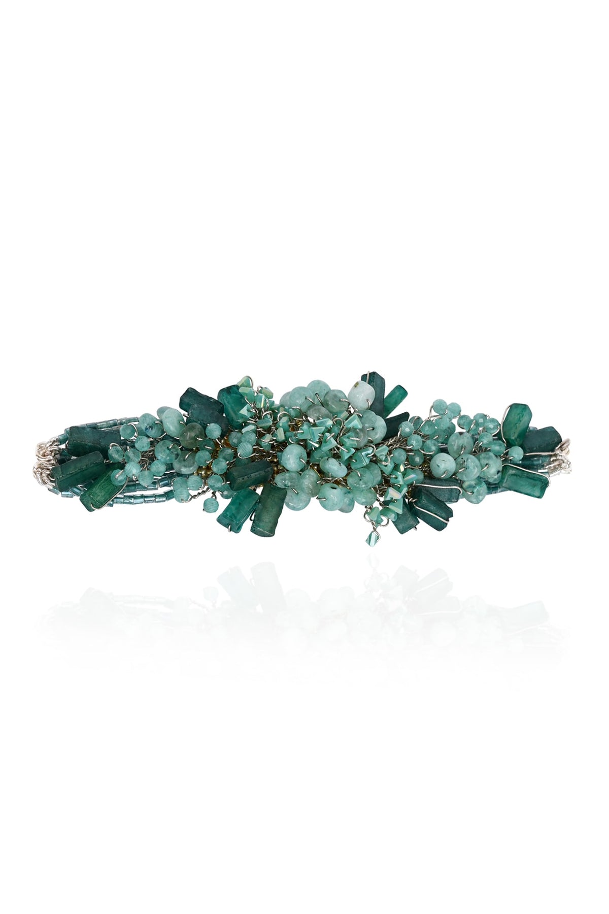 Gold Finish Green Agate Stone Bracelet