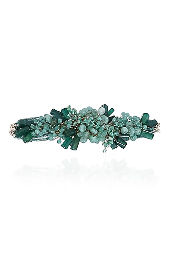 Gold Finish Green Agate Stone Bracelet