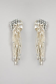 Silver Finish Pearls Earrings