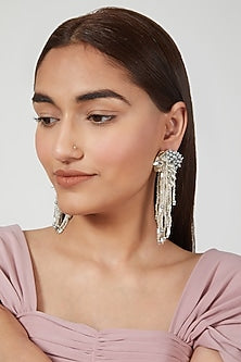 Silver Finish Pearls Earrings